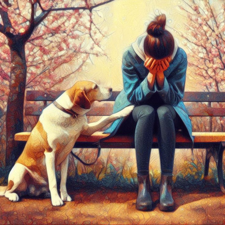 Sad woman holding lost dog poster in park
